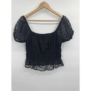 Babydoll Milkmaid Peasant Top Medium Lace Mesh Puff Sleeve Whimsigoth Fairy Chic